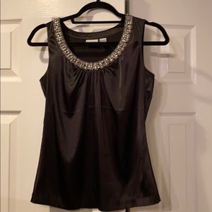 Black blouse w crystal neckline
